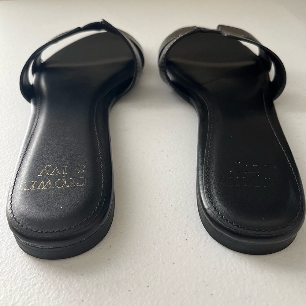 Crown & Ivy Women’s Black Slip-On Comfort Sandals | Size 8.5 | Spring | Low Heel - Picture 12 of 14